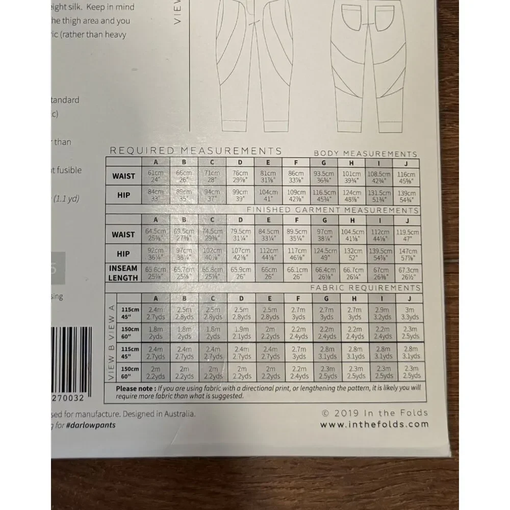In the Folds Sewing Pattern Bundle Flynn Jacket #005 and Darlow Pants #004 UNCUT